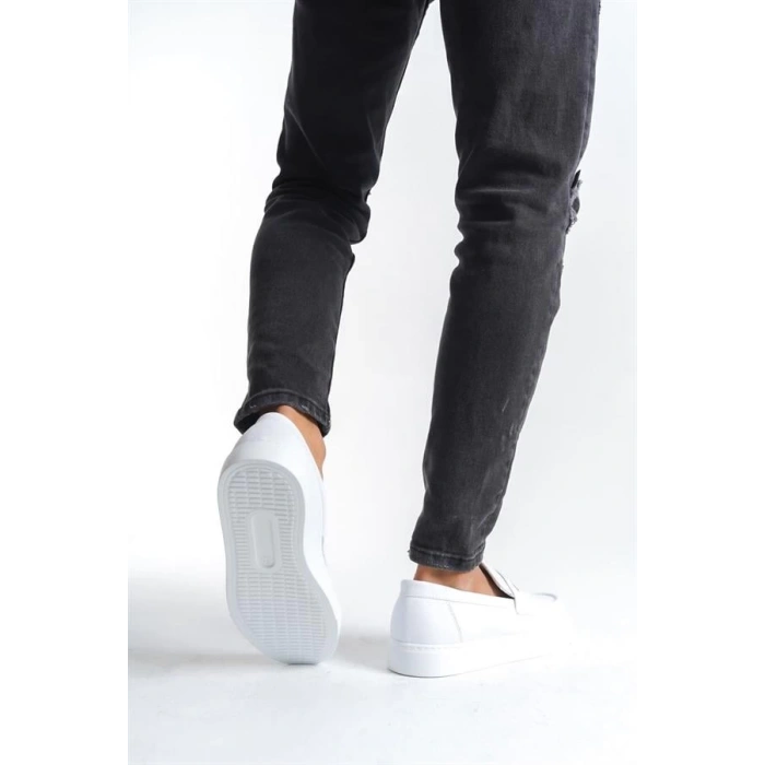 SLW180 Estilo X Bağcıksız Cilt Erkek Günlük Spor Klasik Ayakkabı BT - Beyaz