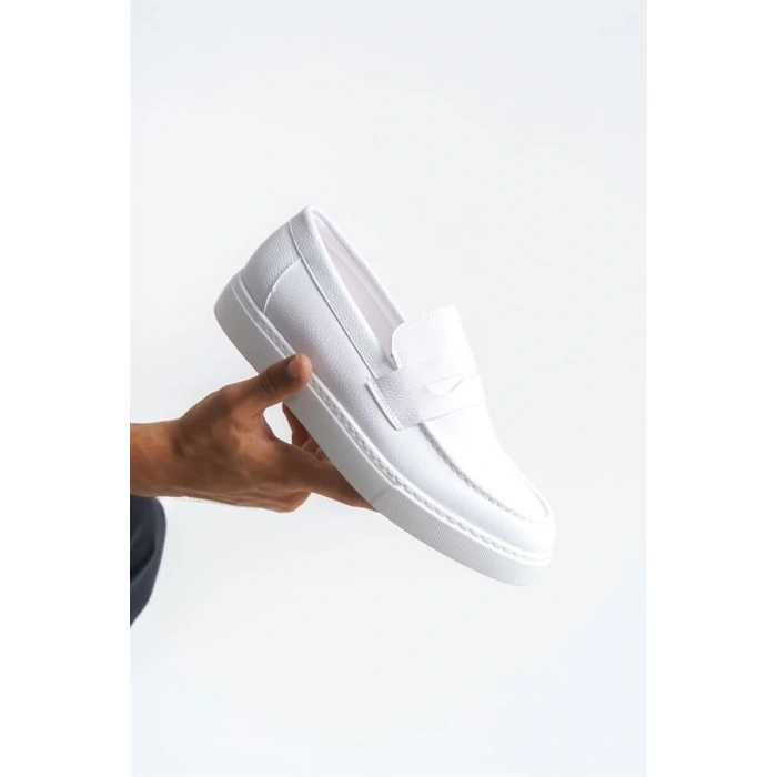 SLW180 Estilo X Bağcıksız Cilt Erkek Günlük Spor Klasik Ayakkabı BT - Beyaz