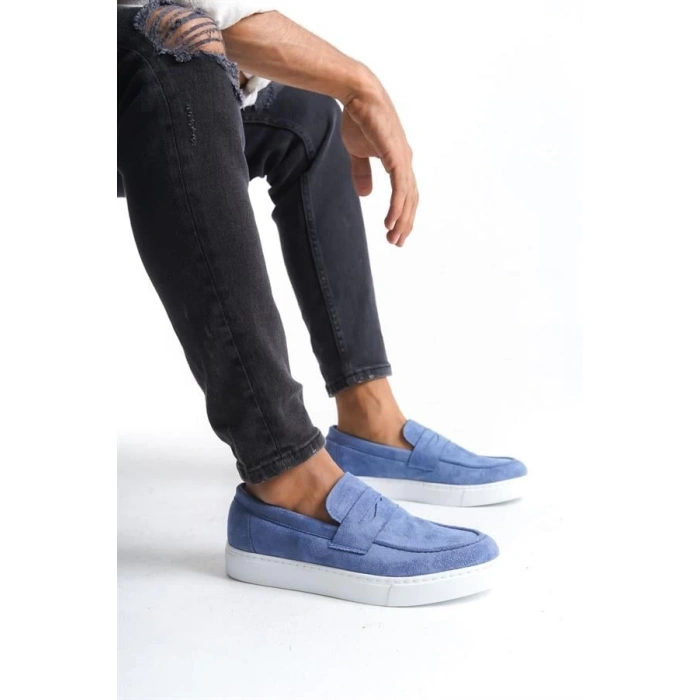 SLW180 Estilo X Bağcıksız Süet Erkek Günlük Spor Klasik Ayakkabı BT - Mavi