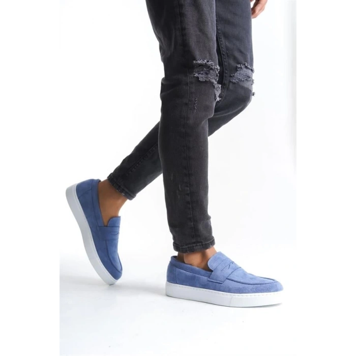 SLW180 Estilo X Bağcıksız Süet Erkek Günlük Spor Klasik Ayakkabı BT - Mavi