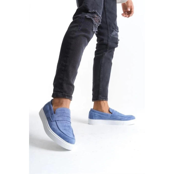 SLW180 Estilo X Bağcıksız Süet Erkek Günlük Spor Klasik Ayakkabı BT - Mavi