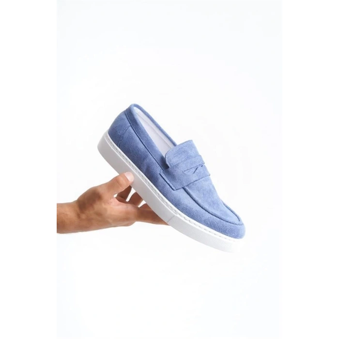 SLW180 Estilo X Bağcıksız Süet Erkek Günlük Spor Klasik Ayakkabı BT - Mavi