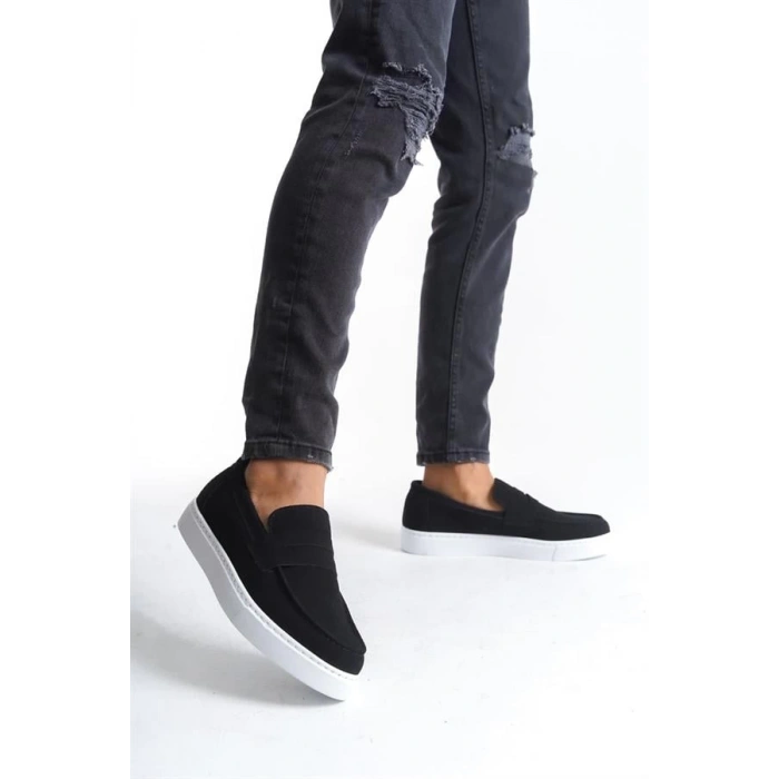 SLW180 Estilo X Bağcıksız Süet Erkek Günlük Spor Klasik Ayakkabı BT - Siyah