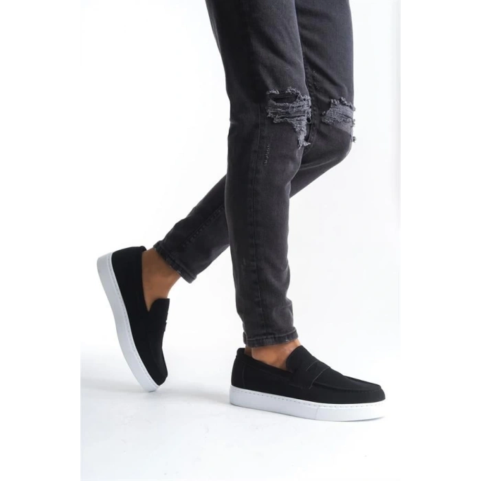 SLW180 Estilo X Bağcıksız Süet Erkek Günlük Spor Klasik Ayakkabı BT - Siyah