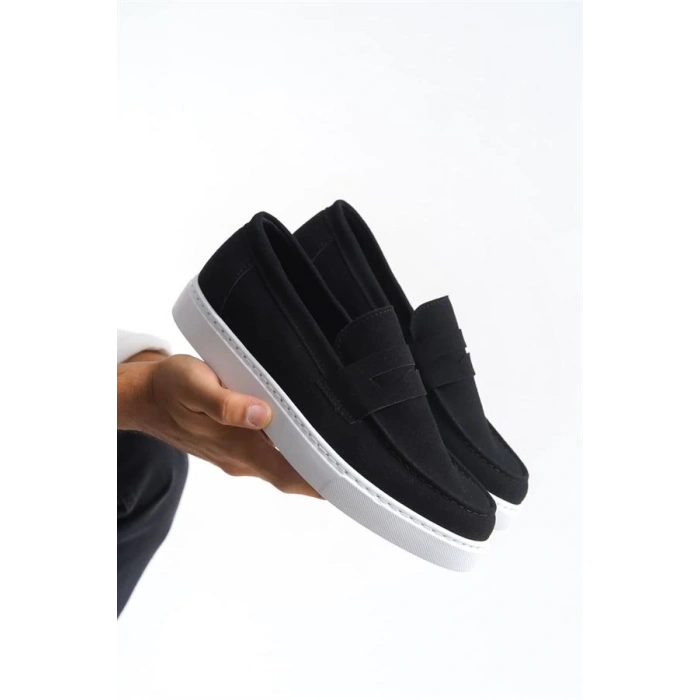 SLW180 Estilo X Bağcıksız Süet Erkek Günlük Spor Klasik Ayakkabı BT - Siyah