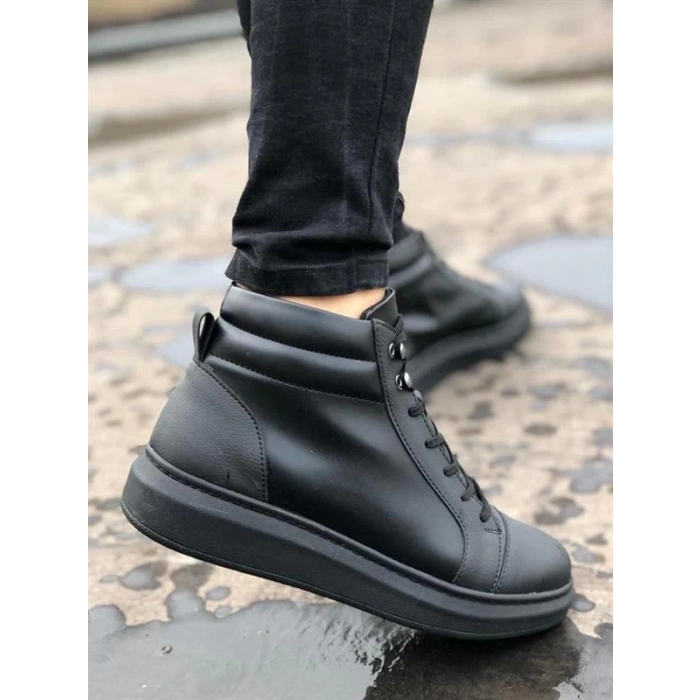SLW202 Toronto Bağcıklı Cilt Erkek Spor Bot ST - Siyah