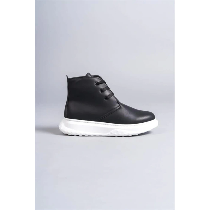 SLW204 Franca Bağcıklı Cilt Erkek Spor Bot BT - Siyah