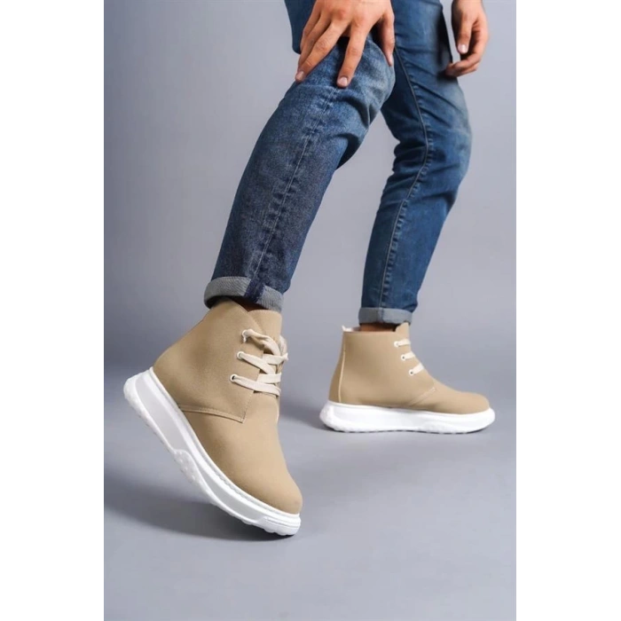 SLW204 Franca Bağcıklı Süet Erkek Spor Bot BT - Bej