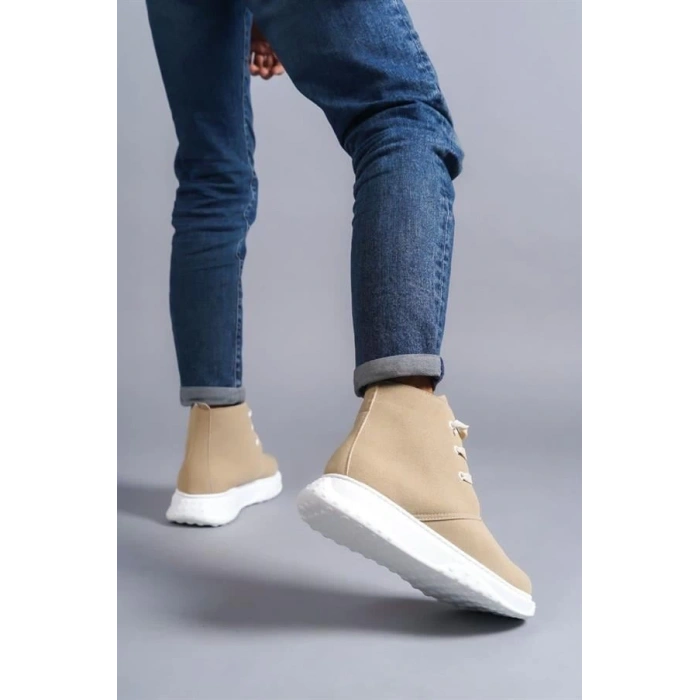 SLW204 Franca Bağcıklı Süet Erkek Spor Bot BT - Bej