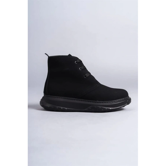 SLW204 Franca Bağcıklı Süet Erkek Spor Bot ST - Siyah