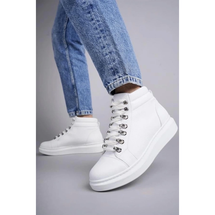 SLW206 Ottawa Bağcıklı Cilt Erkek Günlük Spor Bot BT - Beyaz