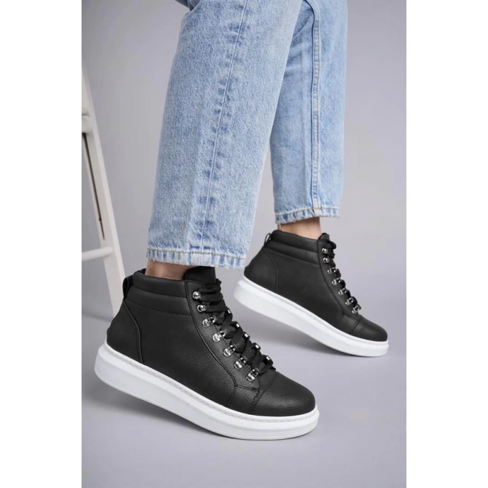 SLW206 Ottawa Bağcıklı Cilt Erkek Günlük Spor Bot BT - Siyah