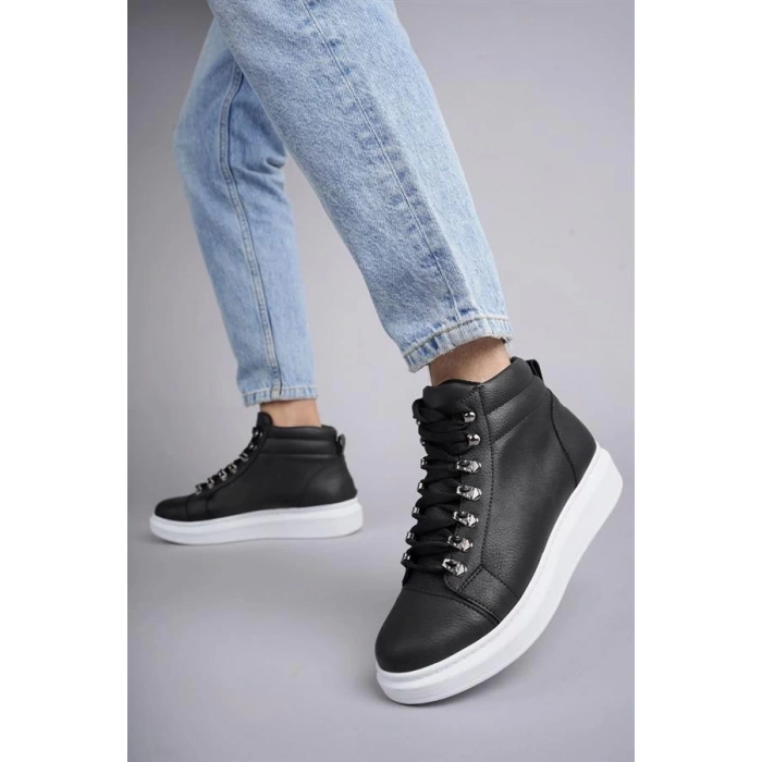 SLW206 Ottawa Bağcıklı Cilt Erkek Günlük Spor Bot BT - Siyah