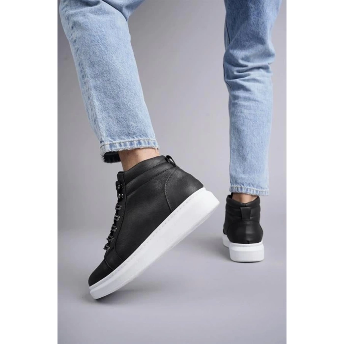 SLW206 Ottawa Bağcıklı Cilt Erkek Günlük Spor Bot BT - Siyah