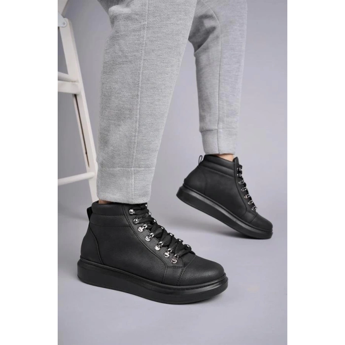 SLW206 Ottawa Bağcıklı Cilt Erkek Günlük Spor Bot ST - Siyah