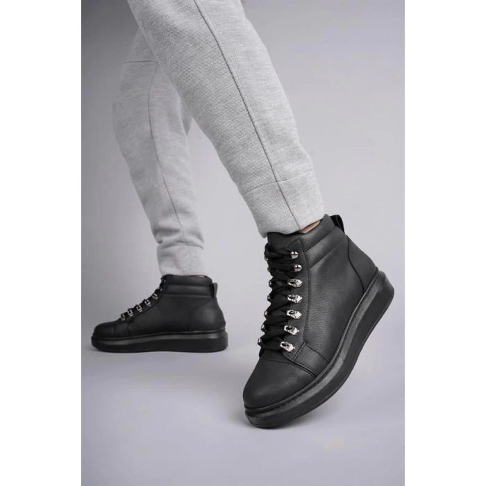 SLW206 Ottawa Bağcıklı Cilt Erkek Günlük Spor Bot ST - Siyah