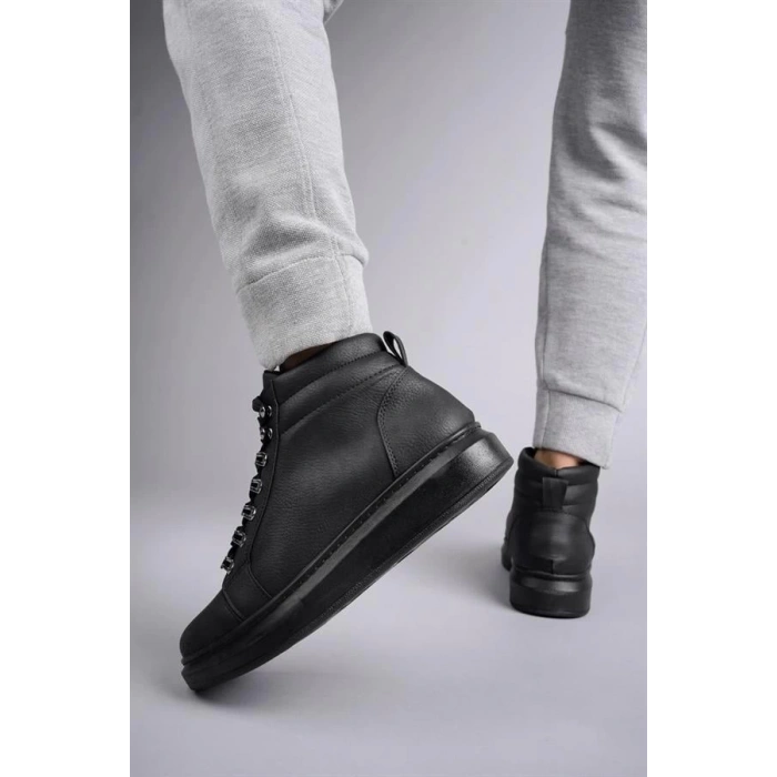 SLW206 Ottawa Bağcıklı Cilt Erkek Günlük Spor Bot ST - Siyah