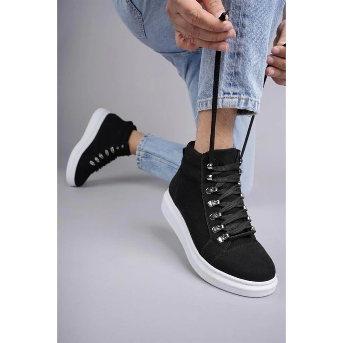 SLW206 Ottawa Bağcıklı Süet Erkek Günlük Spor Bot BT - Siyah