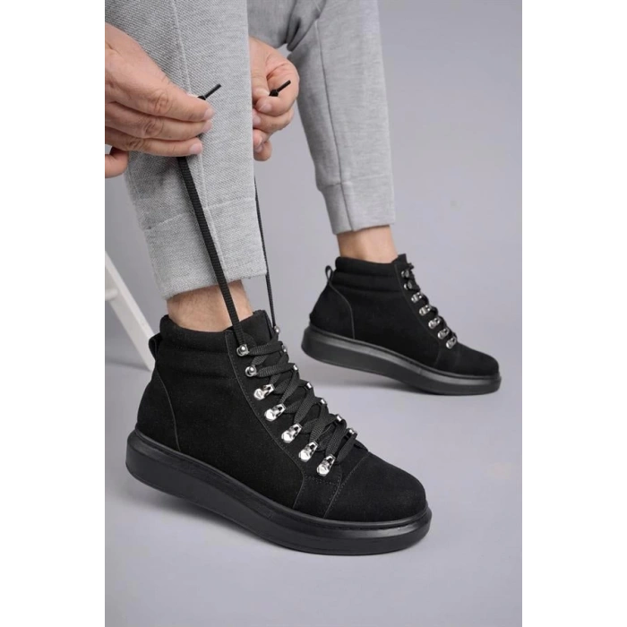 SLW206 Ottawa Bağcıklı Süet Erkek Günlük Spor Bot ST - Siyah