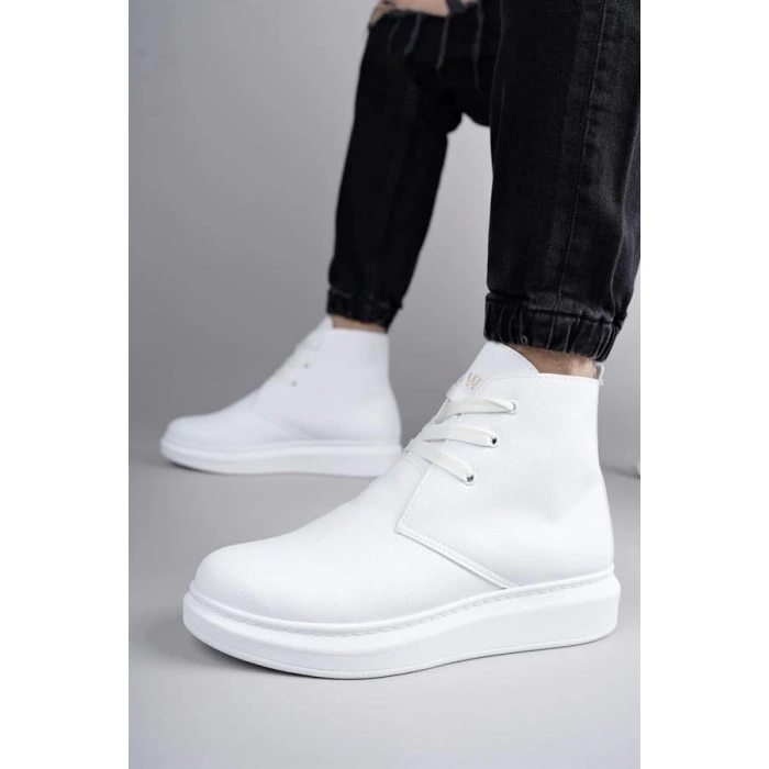 SLW207 Oslo Bağcıklı Cilt Erkek Günlük Spor Bot BT - Beyaz