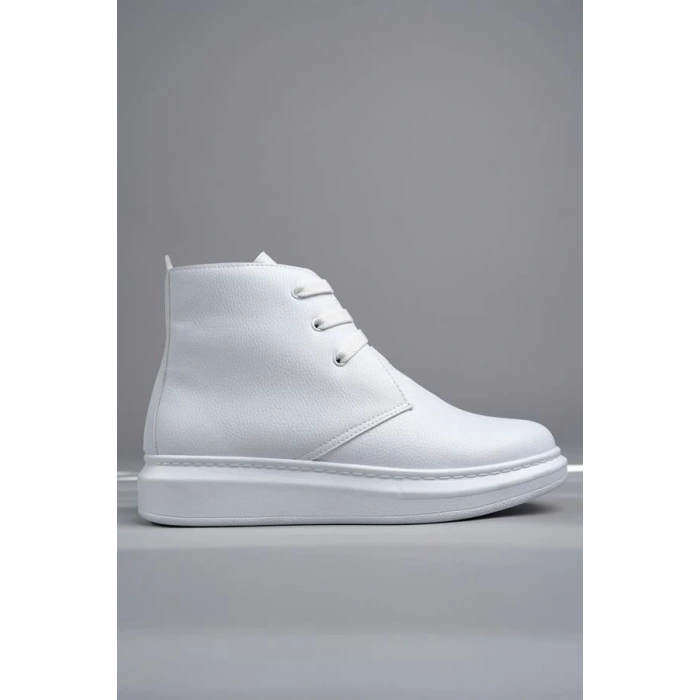 SLW207 Oslo Bağcıklı Cilt Erkek Günlük Spor Bot BT - Beyaz