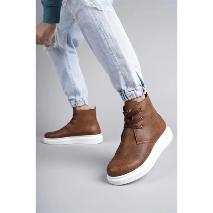 SLW207 Oslo Bağcıklı Cilt Erkek Günlük Spor Bot BT - Taba