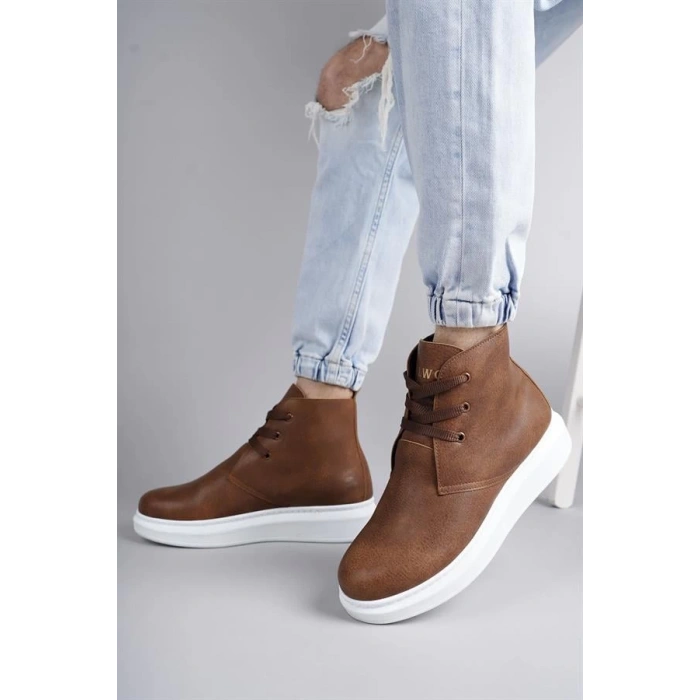 SLW207 Oslo Bağcıklı Cilt Erkek Günlük Spor Bot BT - Taba