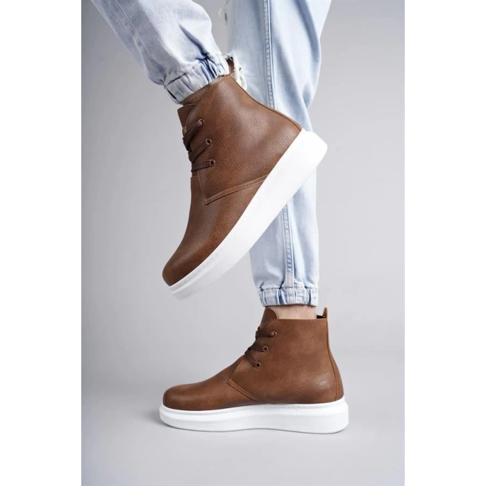 SLW207 Oslo Bağcıklı Cilt Erkek Günlük Spor Bot BT - Taba