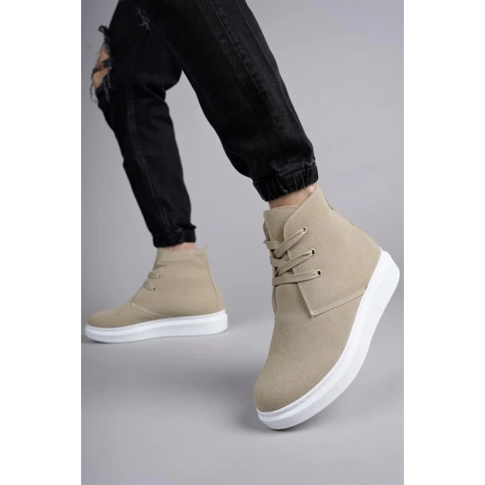 SLW207 Oslo Bağcıklı Süet Erkek Günlük Spor Bot BT - Krem