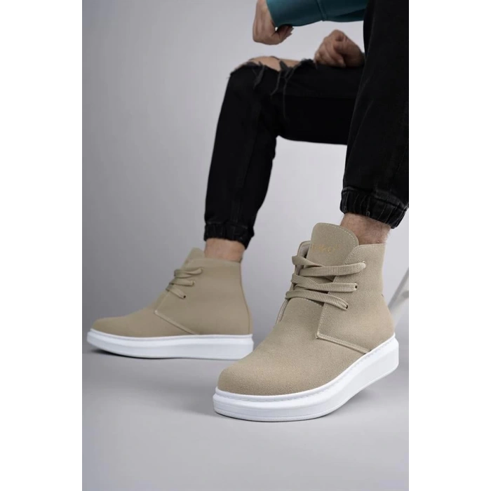 SLW207 Oslo Bağcıklı Süet Erkek Günlük Spor Bot BT - Krem