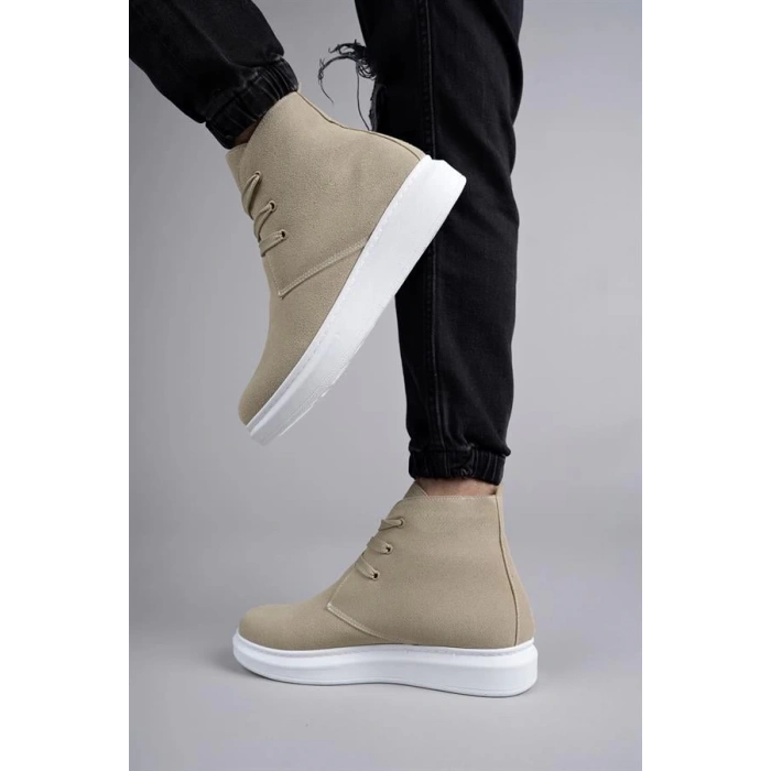 SLW207 Oslo Bağcıklı Süet Erkek Günlük Spor Bot BT - Krem