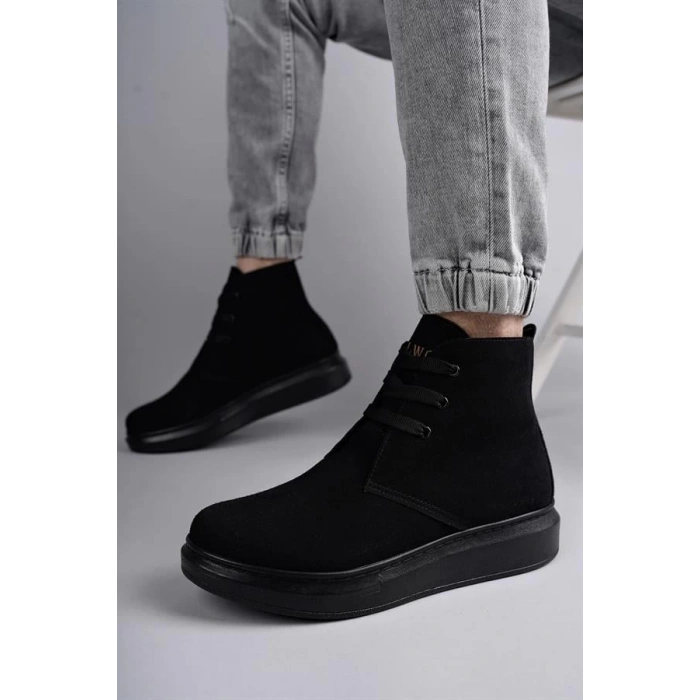 SLW207 Oslo Bağcıklı Süet Erkek Günlük Spor Bot ST - Siyah