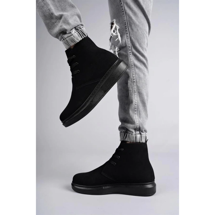 SLW207 Oslo Bağcıklı Süet Erkek Günlük Spor Bot ST - Siyah
