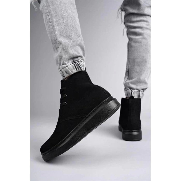 SLW207 Oslo Bağcıklı Süet Erkek Günlük Spor Bot ST - Siyah