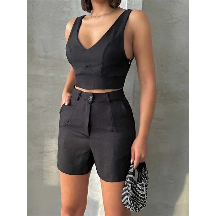 Şortlu keten takım