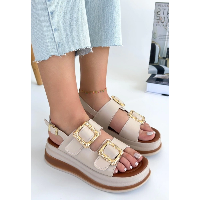 Stan Bej Cilt Sandalet