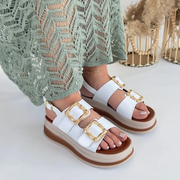 Stan Beyaz Cilt Sandalet