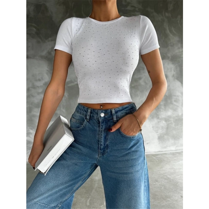 Taş baskılı kaş korse bluz