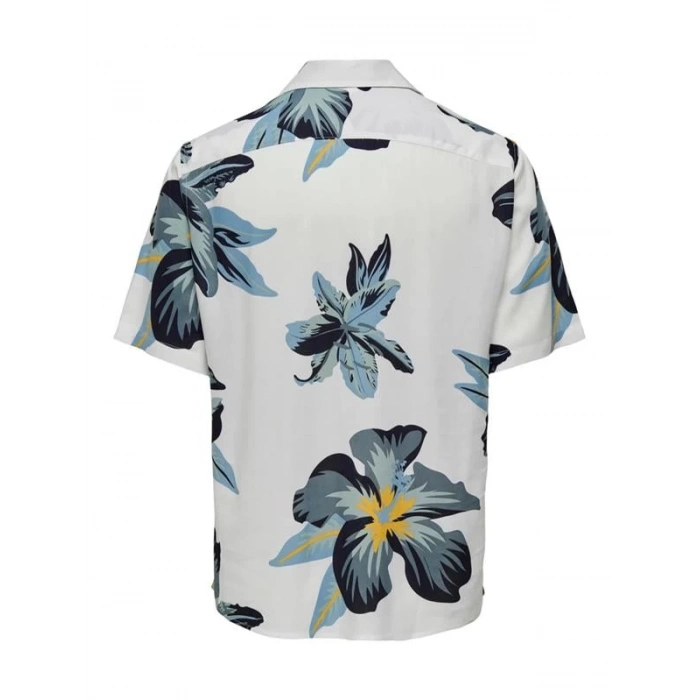 Tropikal Desen Apaş Yaka Regular Erkek Gömlek