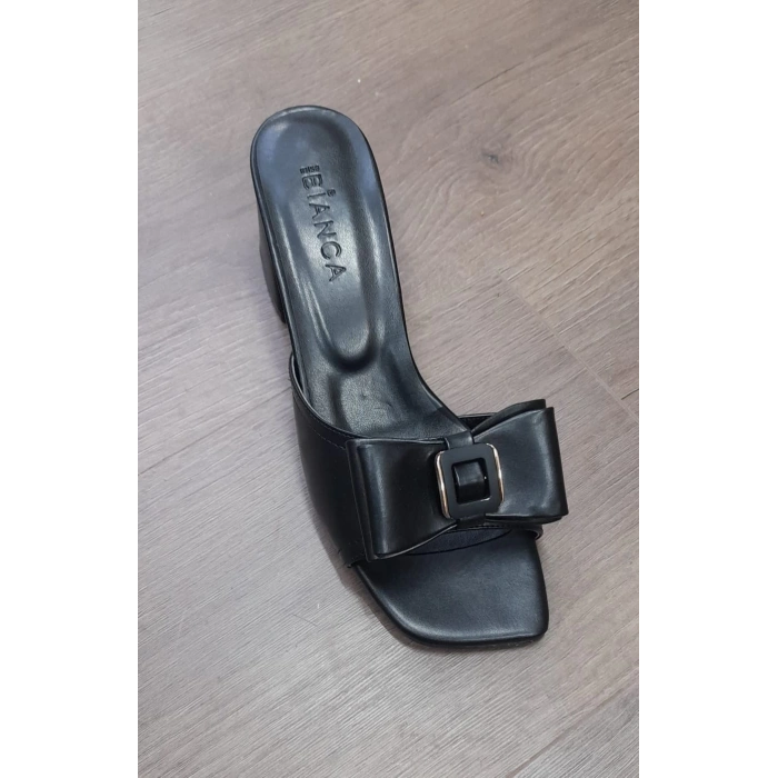 Veor Siyah Cilt Topuklu Terlik