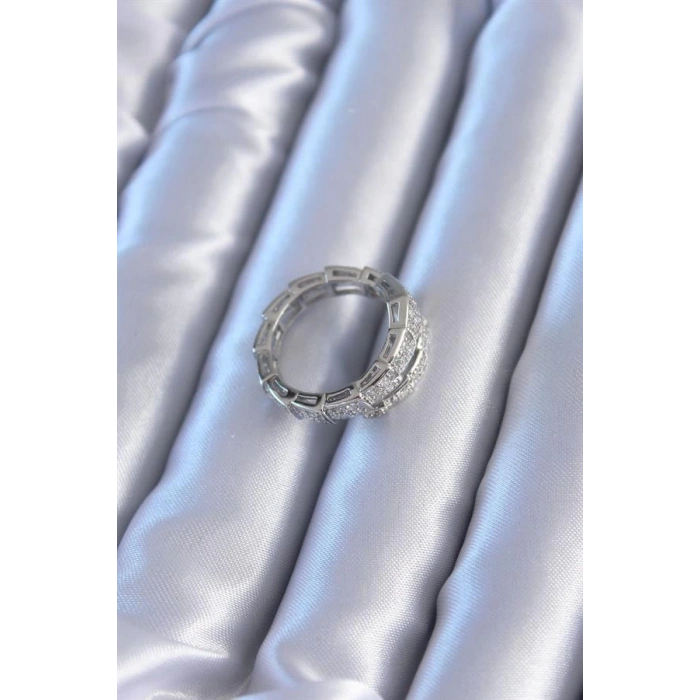 VIP Seri Gümüş Renk Yılan Model Kadın Yüzük