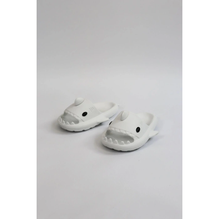 WG500 Köpekbalığı Beyaz Unisex Tam Ortopedik Terlik Shark Slides Cocuk