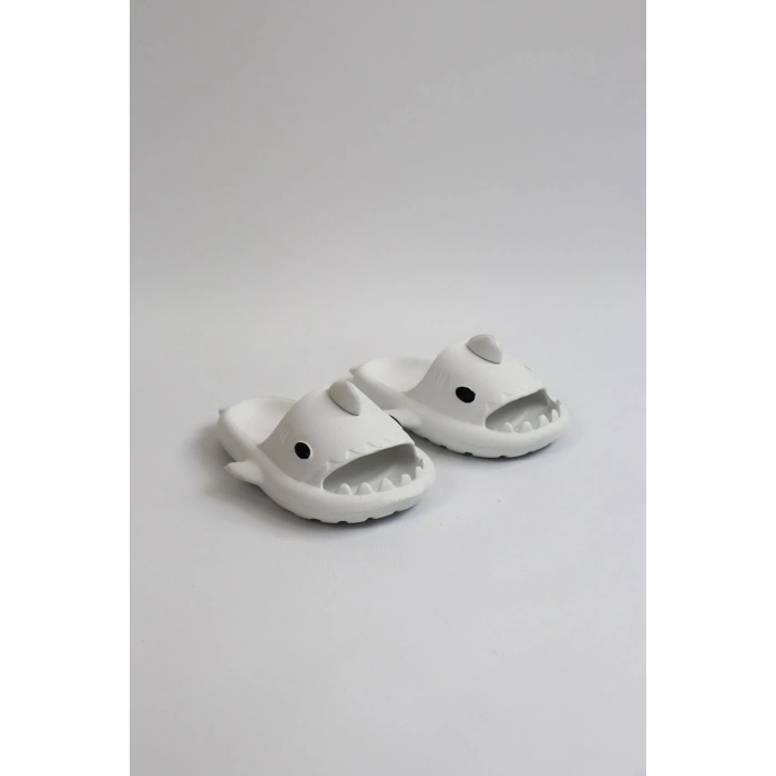 WG500 Köpekbalığı Beyaz Unisex Tam Ortopedik Terlik Shark Slides Cocuk
