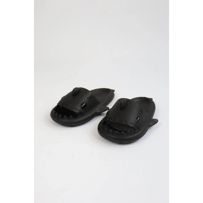 WG500 Köpekbalığı Siyah Unisex Tam Ortopedik Terlik Shark Slides