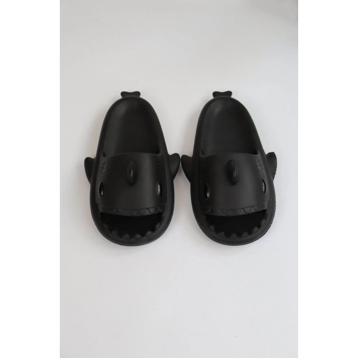 WG500 Köpekbalığı Siyah Unisex Tam Ortopedik Terlik Shark Slides