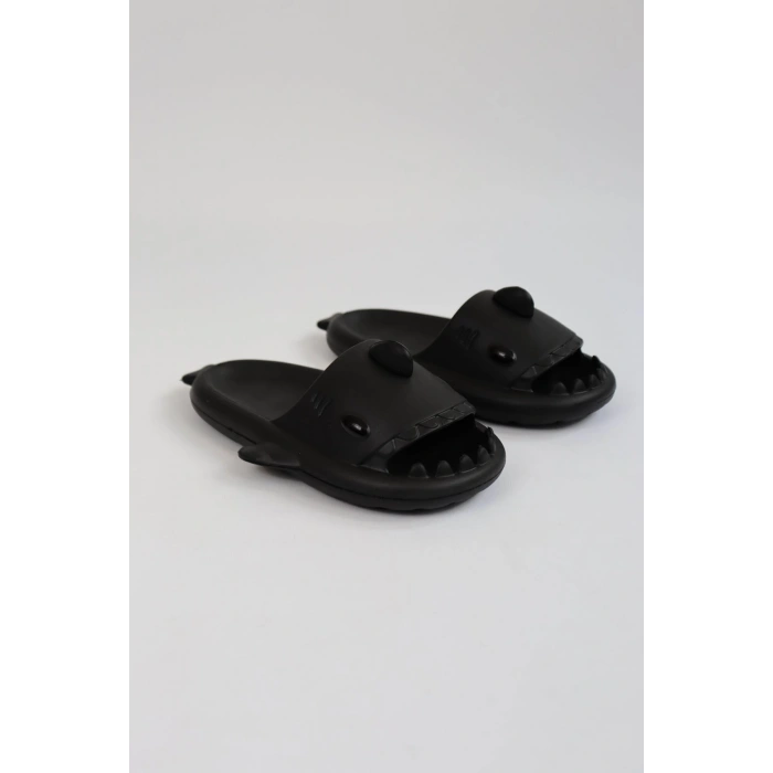 WG500 Köpekbalığı Siyah Unisex Tam Ortopedik Terlik Shark Slides