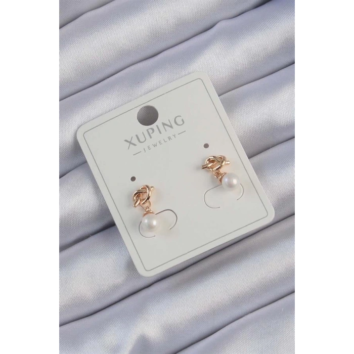 Xuping Rose Renk İnci Taşlı Düğüm Küpe