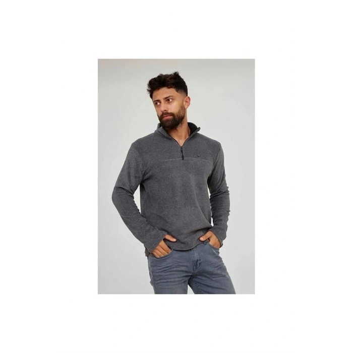 Yarım Fermuar Dik Yaka Erkek Polar