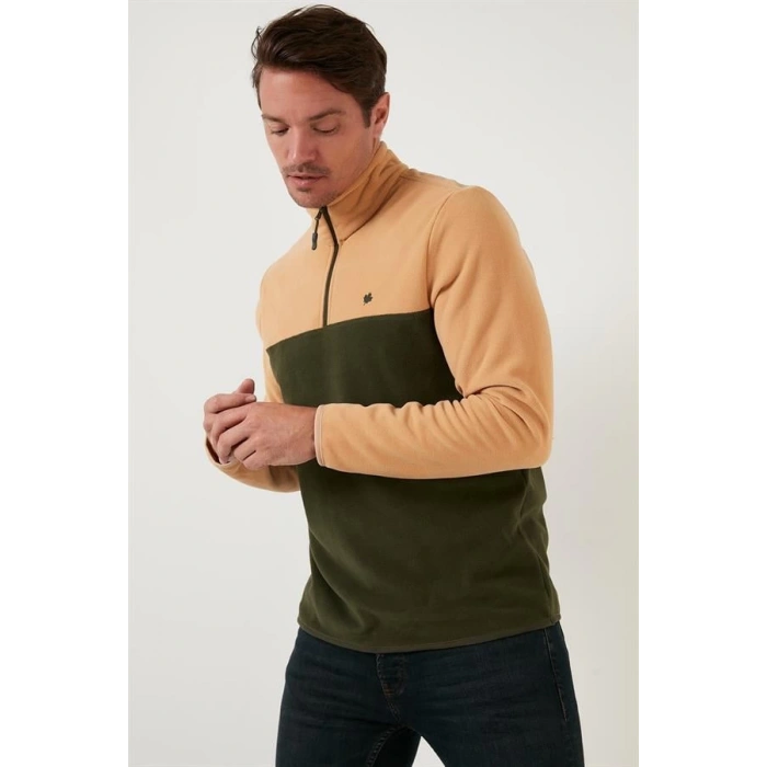 Yarım Fermuar Parçalı Polar