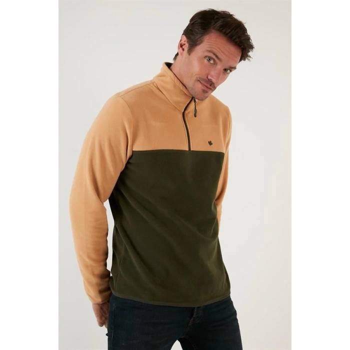 Yarım Fermuar Parçalı Polar